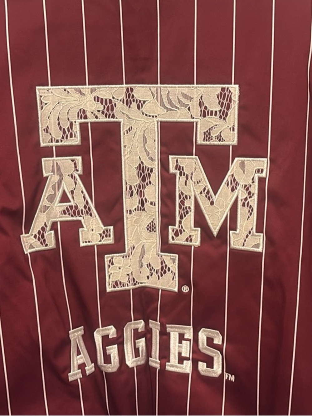 Anthropologie Texas A&M Aggies Lace Satin Bomber Jacket NWT